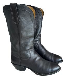 Paul Bond Men's Custom Black Calfskin Leather Cowboy Boots, Size 12, Like New